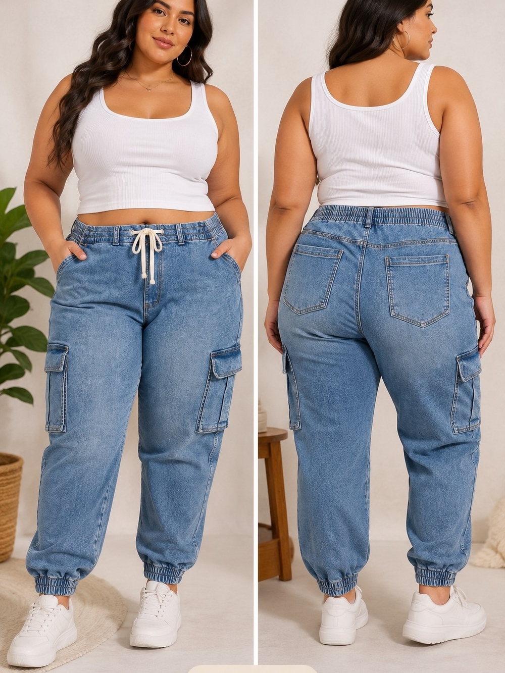 No Boundaries Light Blue Cargo Jogger Jeans